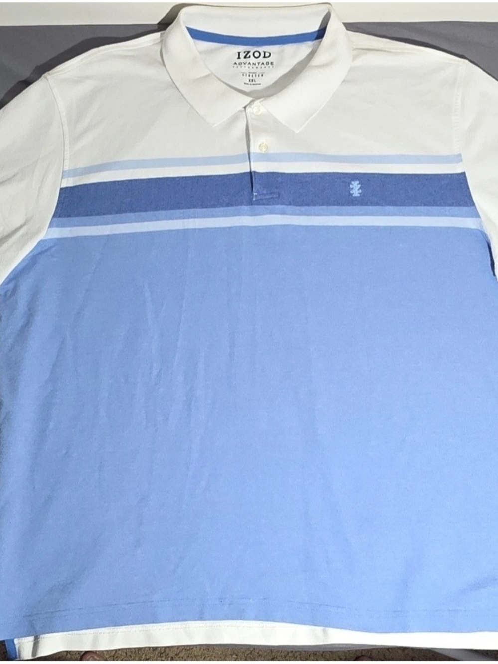 Izod Men’s Light Blue & White Stripe Polo